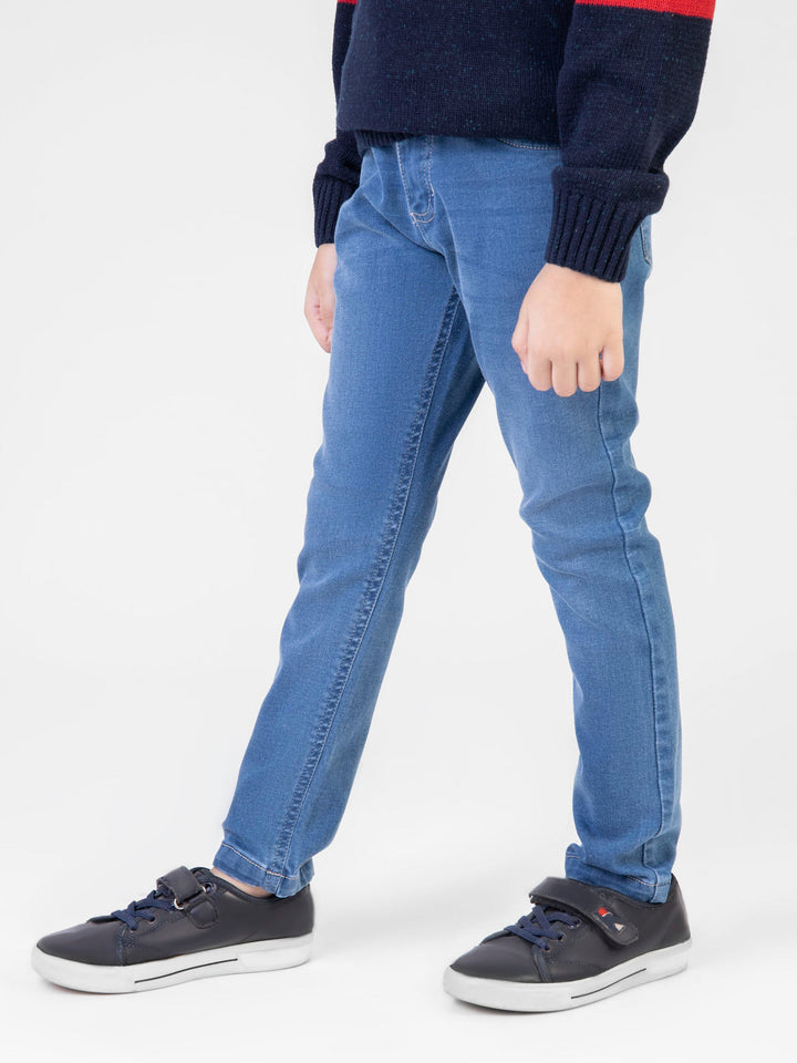 Light Blue Slimfit Casual Jeans With Detailing - Junior Brumano Pakistan