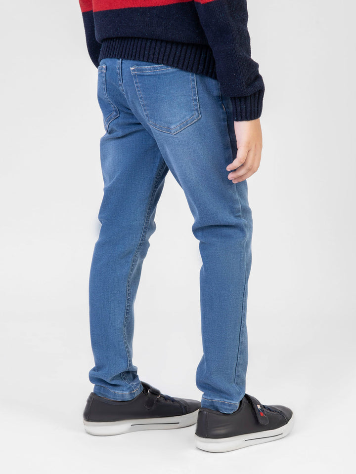 Light Blue Slimfit Casual Jeans With Detailing - Junior Brumano Pakistan