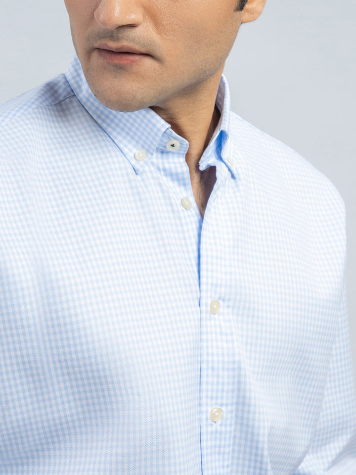 Light Blue Structured Gingham Shirt Brumano Pakistan