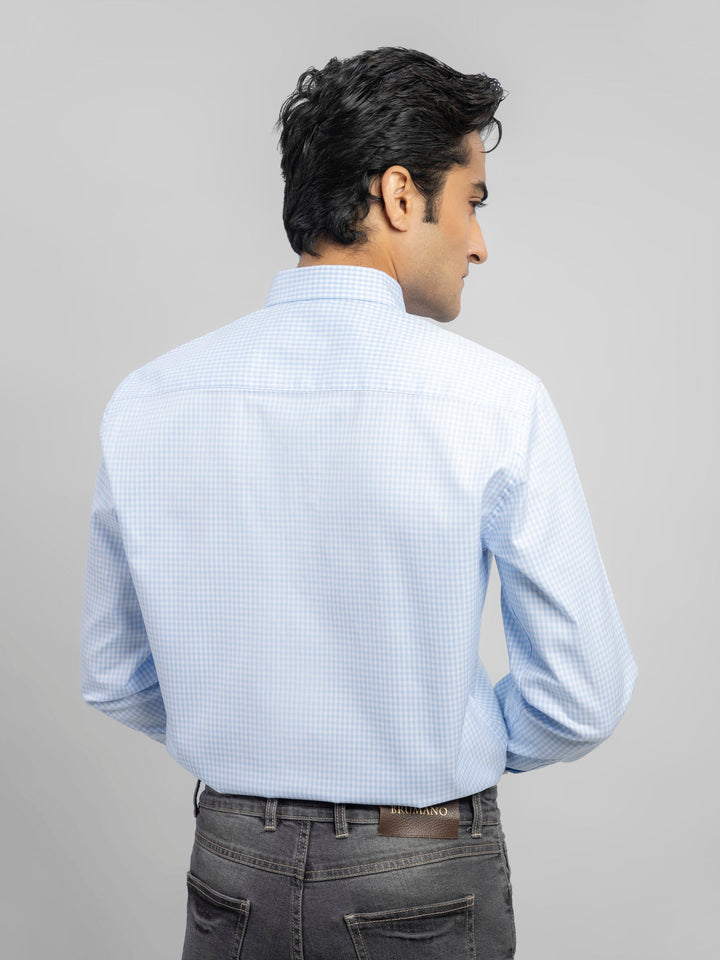 Light Blue Structured Gingham Shirt Brumano Pakistan