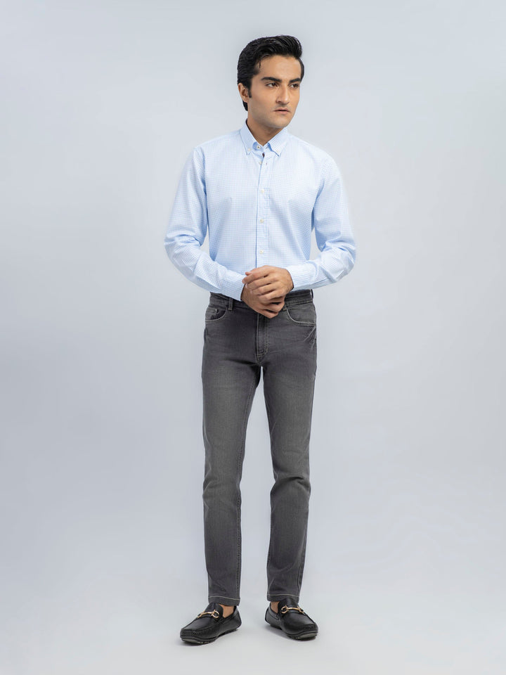 Light Blue Structured Gingham Shirt Brumano Pakistan