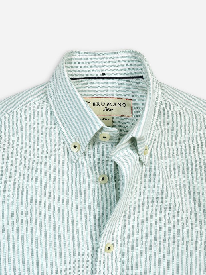 Light Green Oxford Striped Long Sleeve Casual Shirt Brumano Pakistan