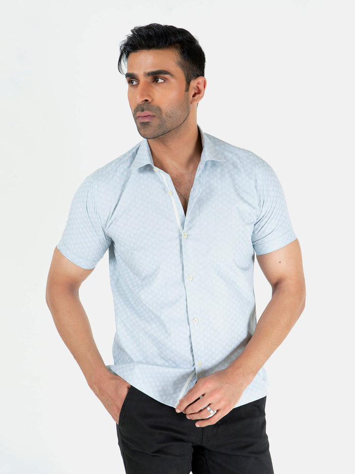 Light Grey Jacquard Patterned Half Sleeve Shirt Brumano Pakistan