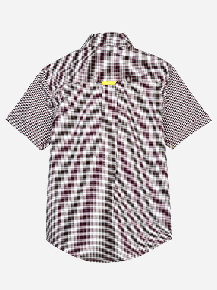 Maroon Micro Checkered Short Sleeve Shirt Brumano Pakistan