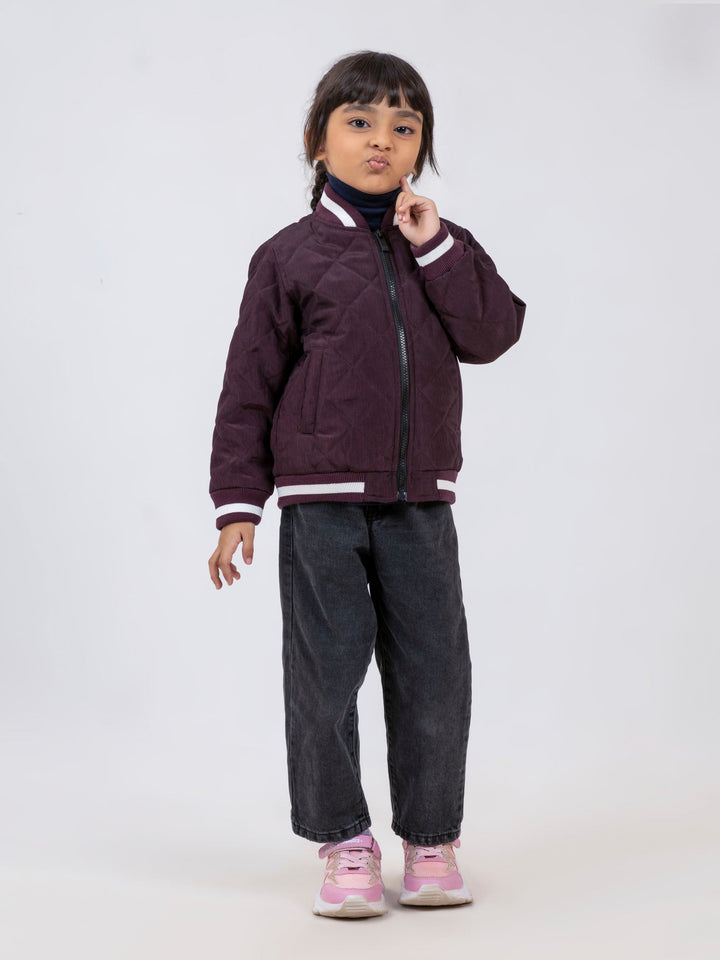 Maroon Quilted Sporty Casual Baseball Jacket Brumano Pakistan