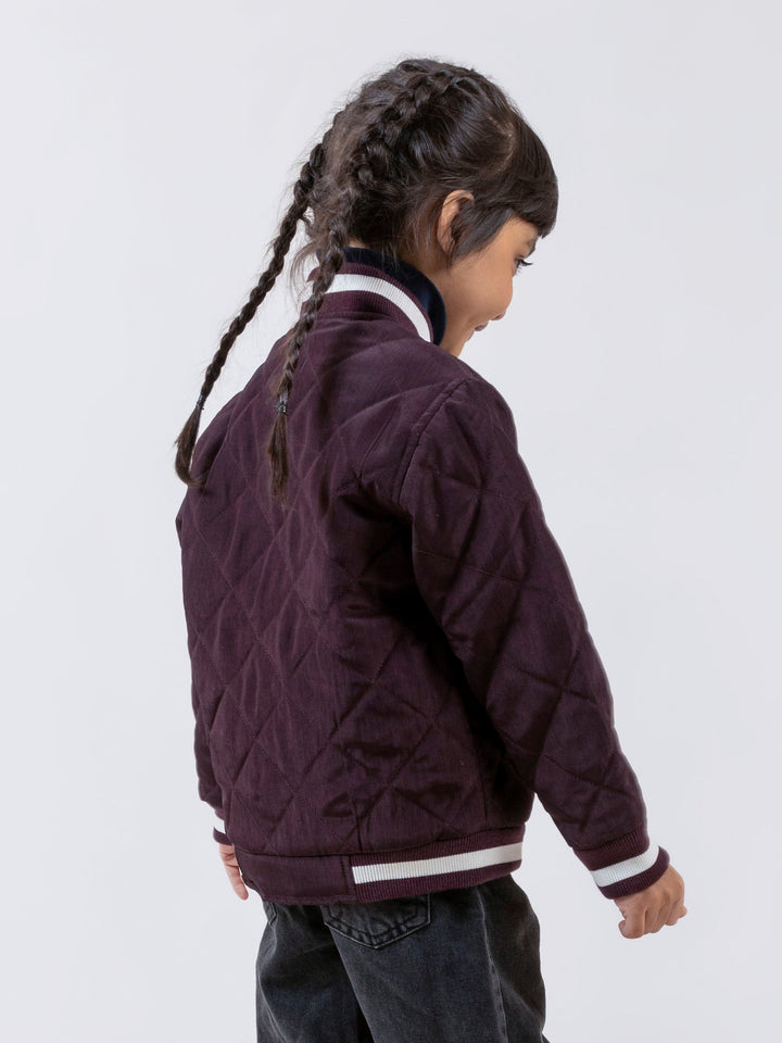 Maroon Quilted Sporty Casual Baseball Jacket Brumano Pakistan