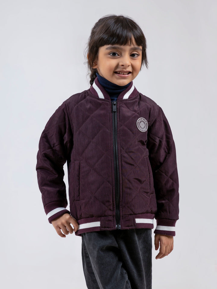 Maroon Quilted Sporty Casual Baseball Jacket Brumano Pakistan