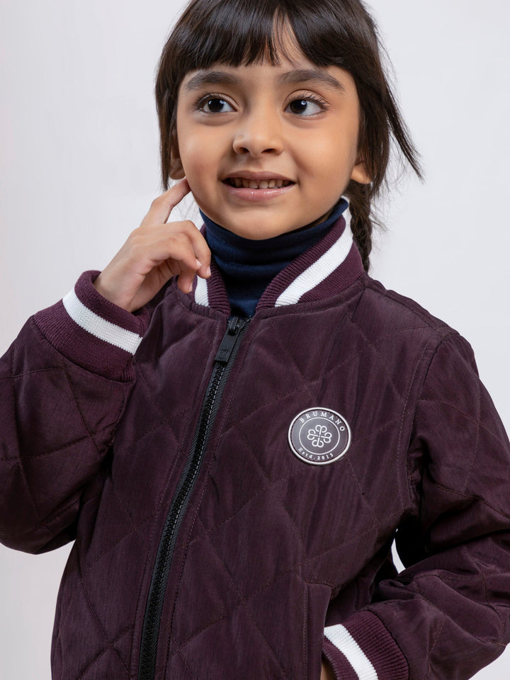 Maroon Quilted Sporty Casual Baseball Jacket Brumano Pakistan