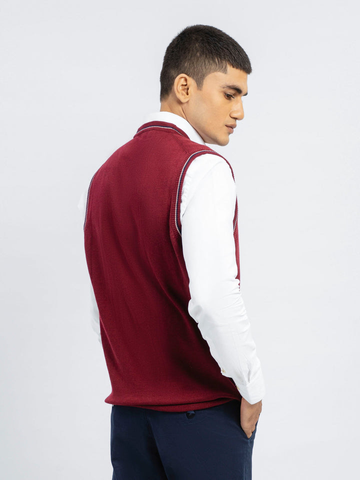 Maroon Wool Blended Sleeveless Cardigan Brumano Pakistan