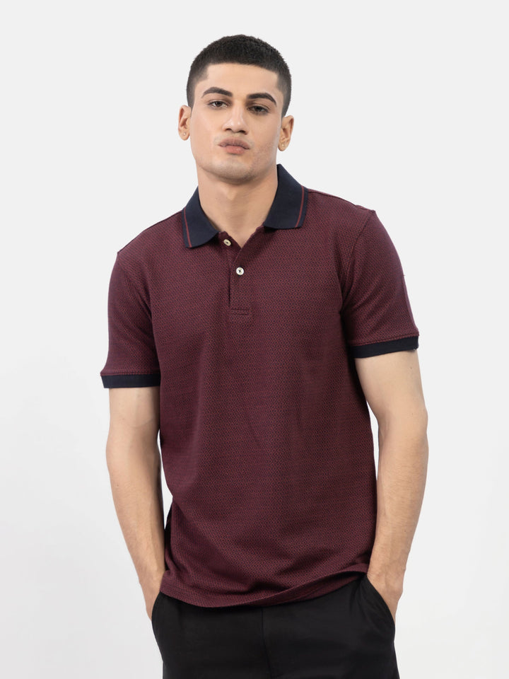 Maroon & Navy Jacquard Polo Shirt Brumano Pakistan