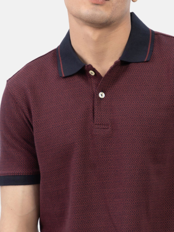 Maroon & Navy Jacquard Polo Shirt Brumano Pakistan