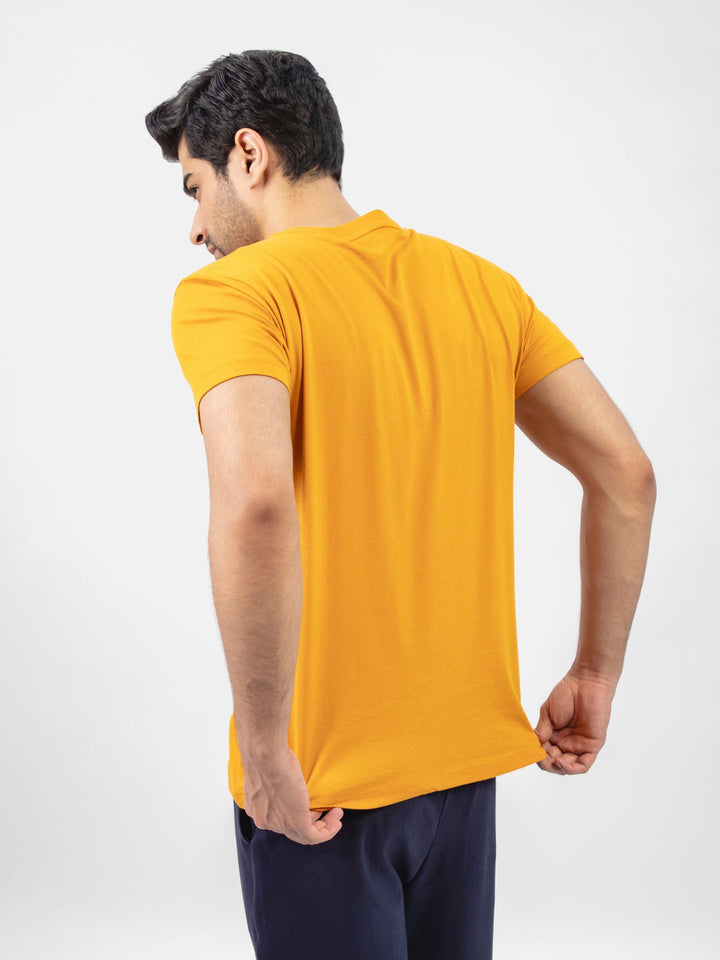 Mustard Abstract 3d Printed Crew Neck T-Shirt Brumano Pakistan