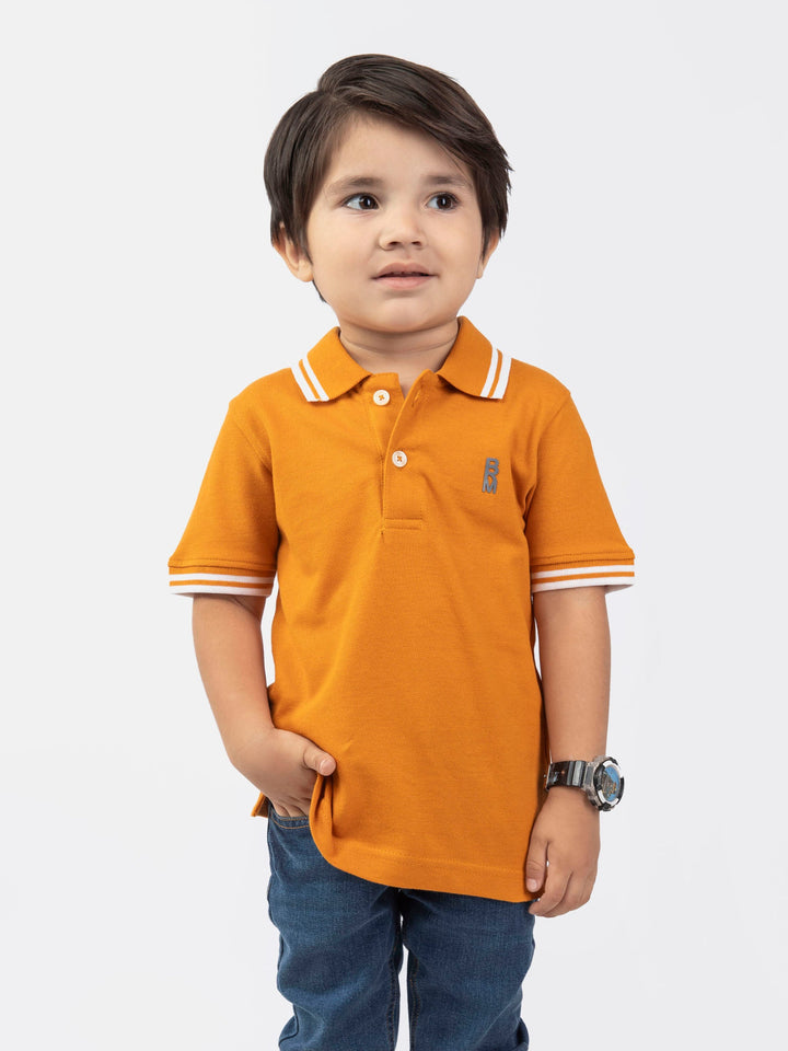 Mustard Pique Casual Tipped polo Brumano Pakistan