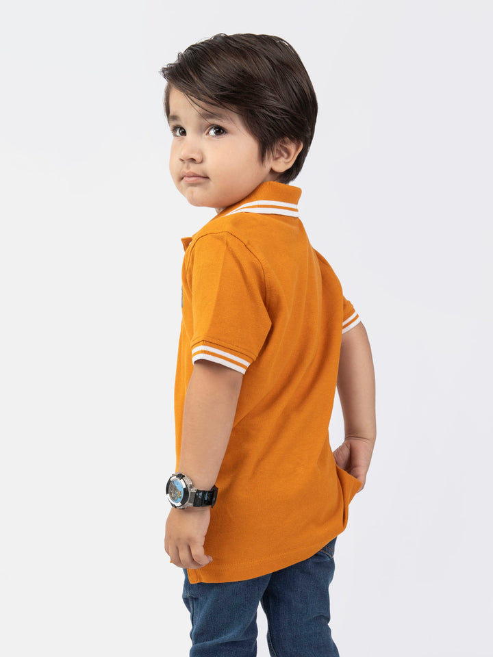 Mustard Pique Casual Tipped polo Brumano Pakistan