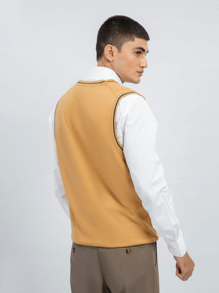 Mustard Wool Blended Sleeveless Cardigan Brumano Pakistan