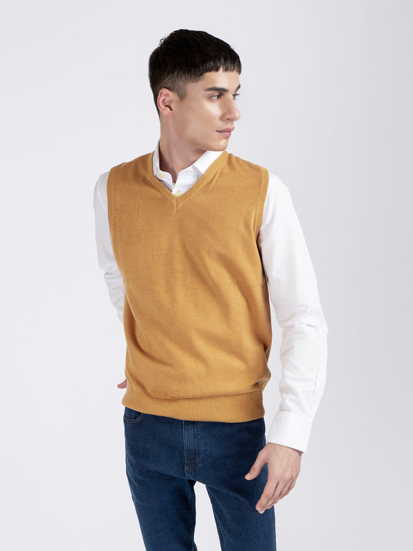 Mustard Wool Blended Sleeveless Sweater Brumano Pakistan