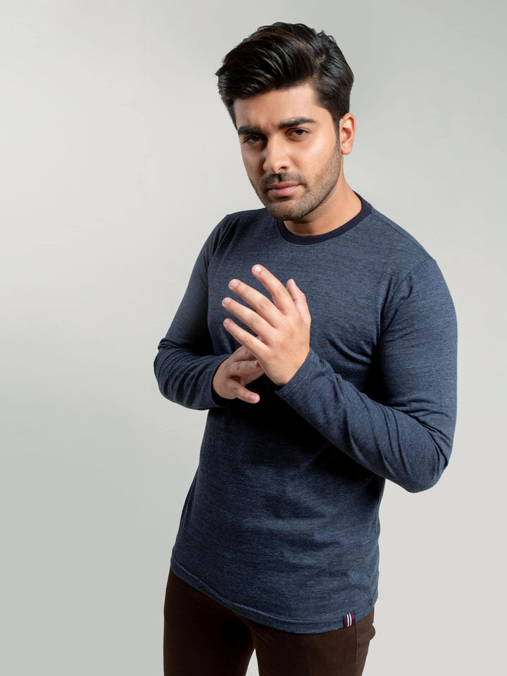 Navy Blue Neppy Long Sleeve T-shirt Brumano Pakistan