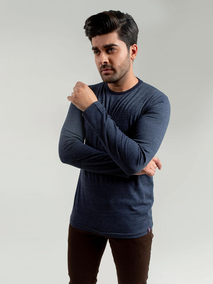 Navy Blue Neppy Long Sleeve T-shirt Brumano Pakistan