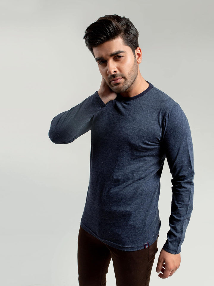 Navy Blue Neppy Long Sleeve T-shirt Brumano Pakistan