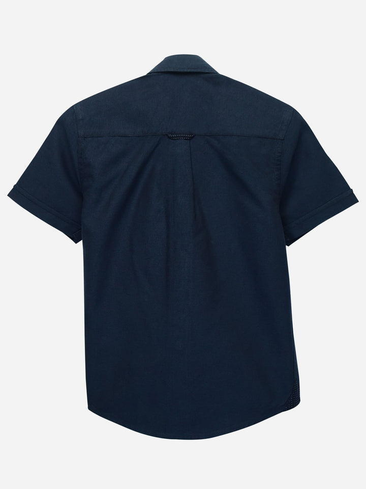 Navy Blue Oxford Short Sleeve Casual Shirt Brumano Pakistan