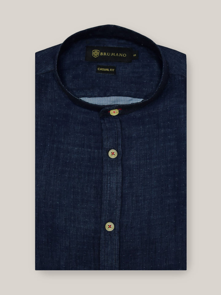 Navy Mao Collar Half Sleeve Shirt Brumano Pakistan