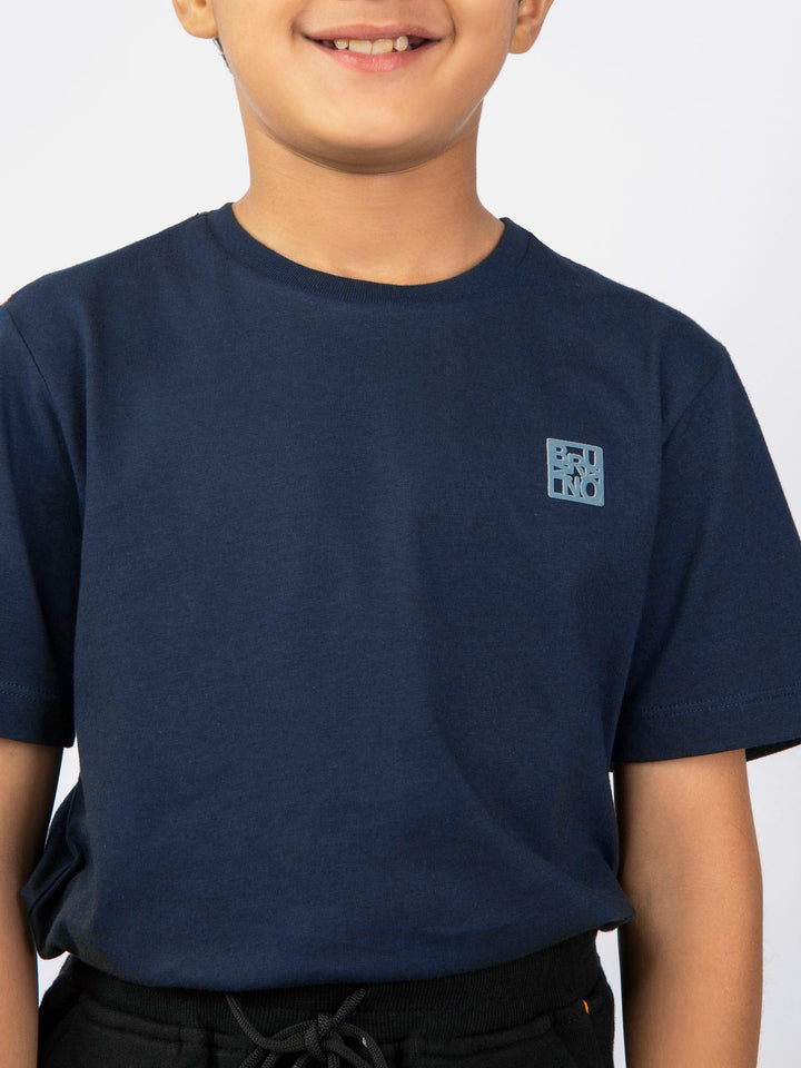 Navy Blue Basic Crew Neck Casual T-Shirt Brumano Pakistan