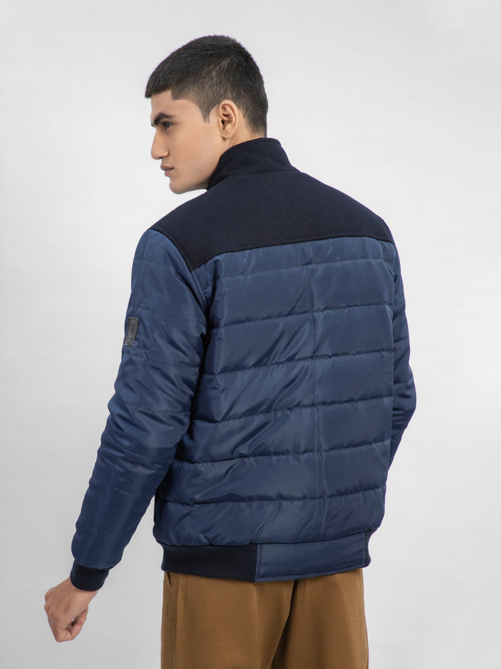 Navy Blue Contrasting Wool Puffer Jacket Brumano Pakistan