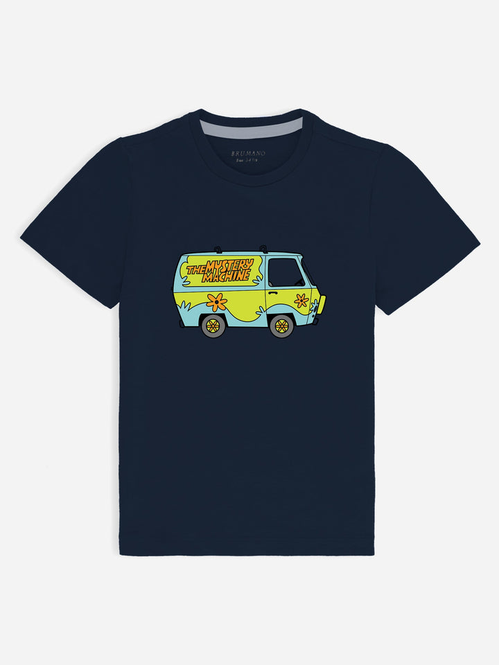 Navy Blue Graphic Printed 'Mystery Machine' Casual Tee Brumano Pakistan