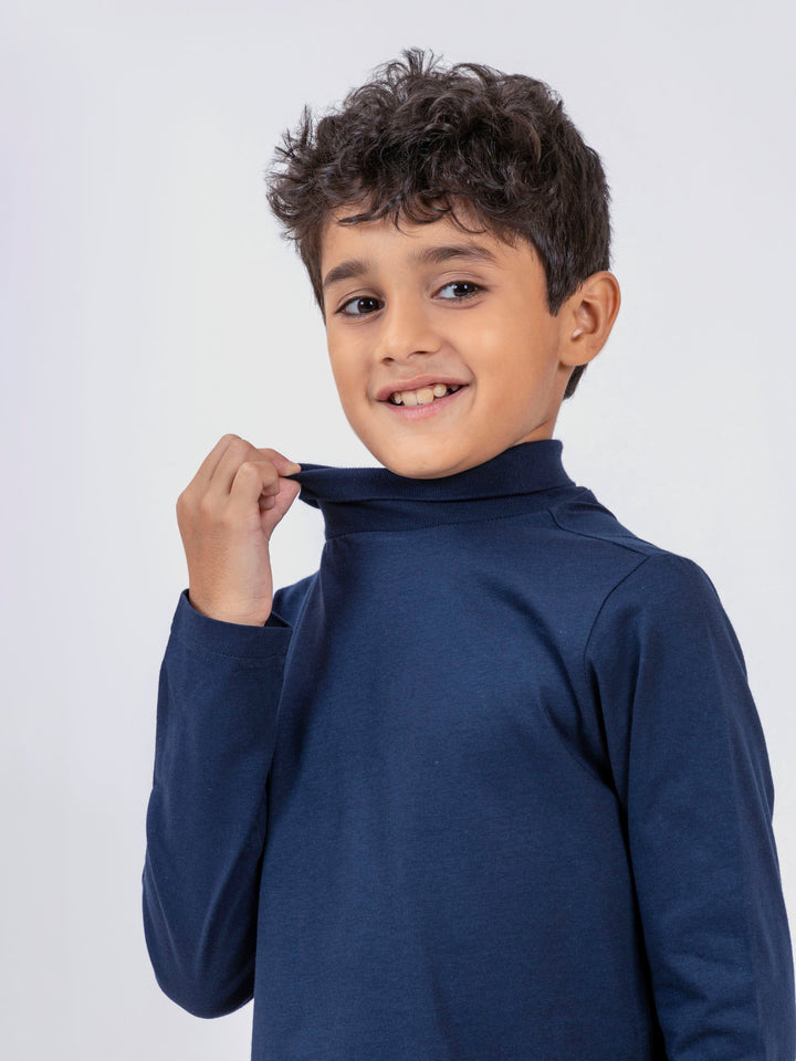 Navy Blue High Neck With Long Sleeves - Unisex Brumano Pakistan