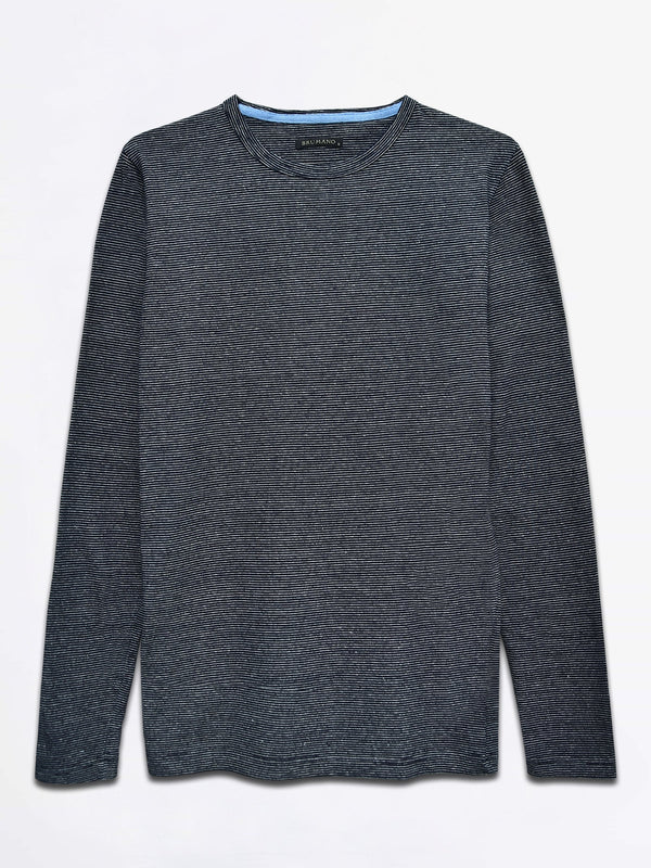 Navy Blue Indigo Striped Long Sleeve T-Shirt Brumano Pakistan