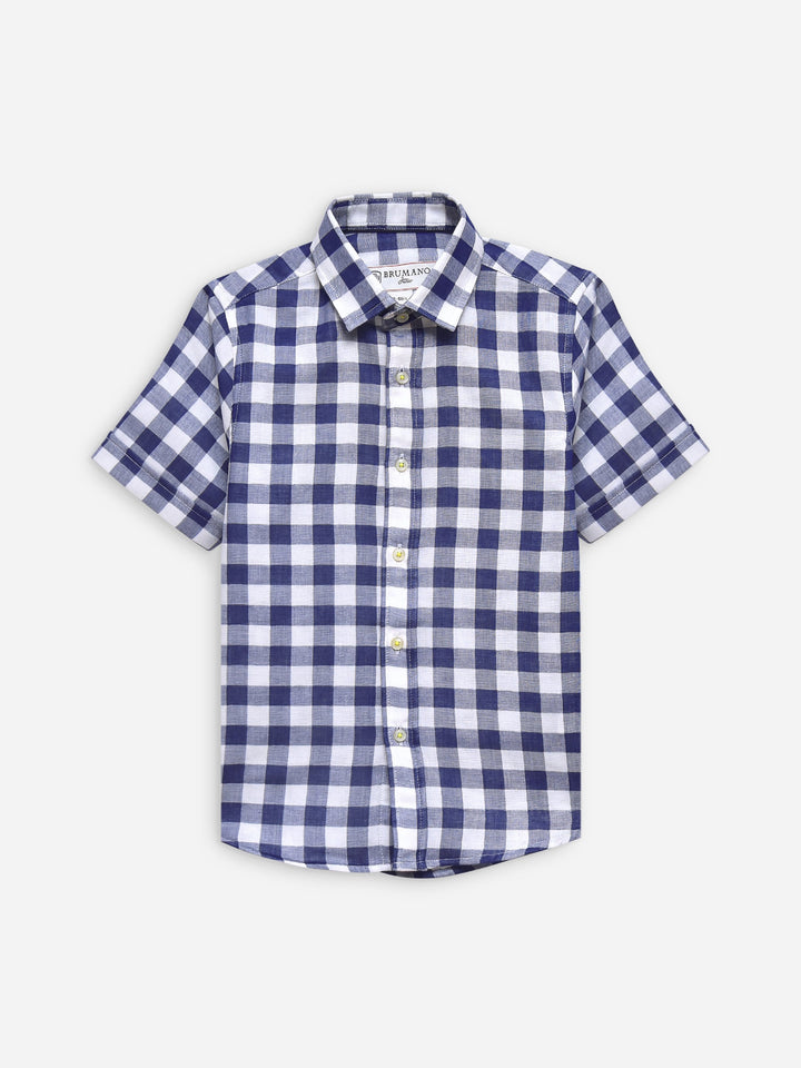 Navy Blue Large Gingham Half Sleeve Casual Shirt Brumano Pakistan