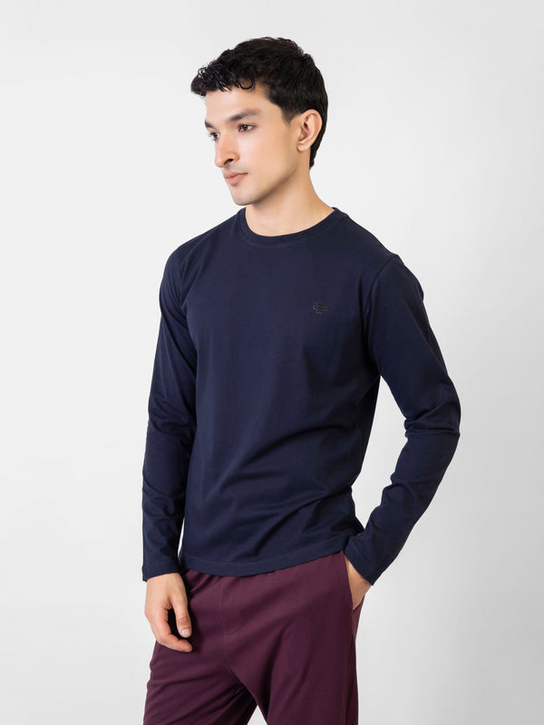 Navy Blue Long Sleeve Crew Neck T-Shirt Brumano Pakistan