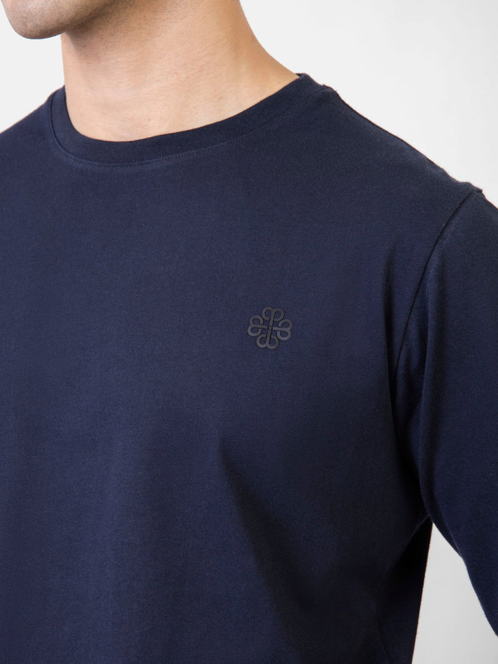 Navy Blue Long Sleeve Crew Neck T-Shirt Brumano Pakistan