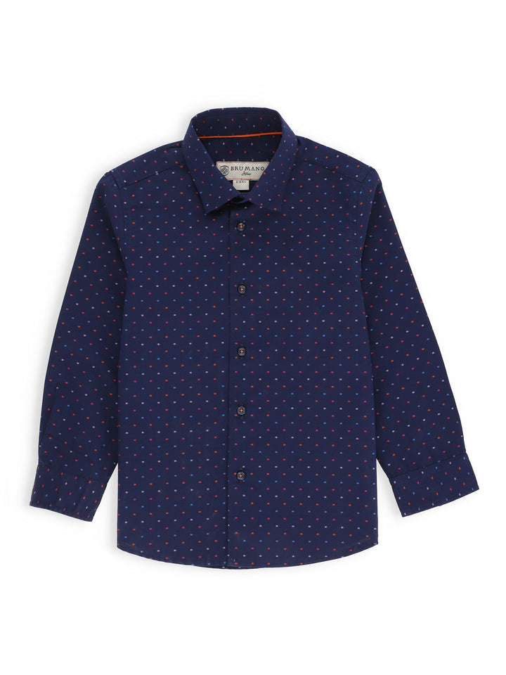 Navy Blue Multi Color Dot Casual Shirt Brumano Pakistan