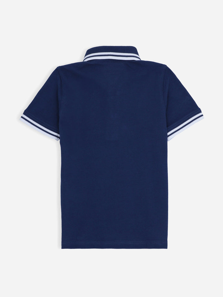 Navy Blue Pique Casual Tipped polo Brumano Pakistan