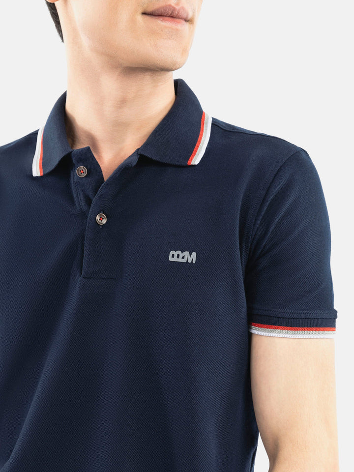 Navy Blue Pique Polo With Tipping Collar Brumano Pakistan