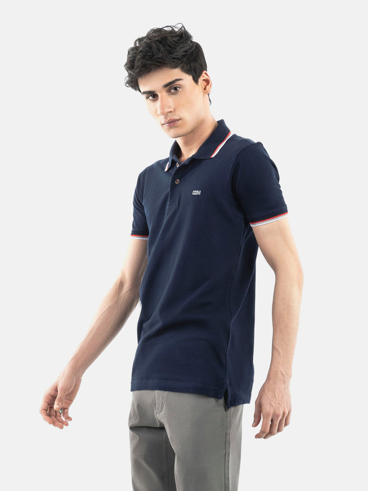 Navy Blue Pique Polo With Tipping Collar Brumano Pakistan