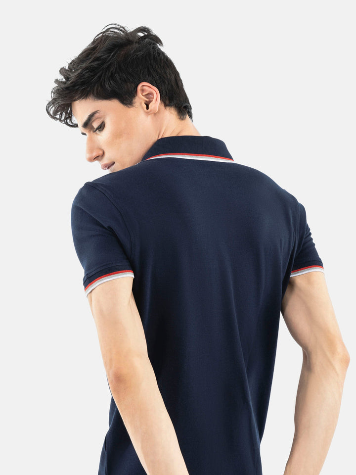 Navy Blue Pique Polo With Tipping Collar Brumano Pakistan