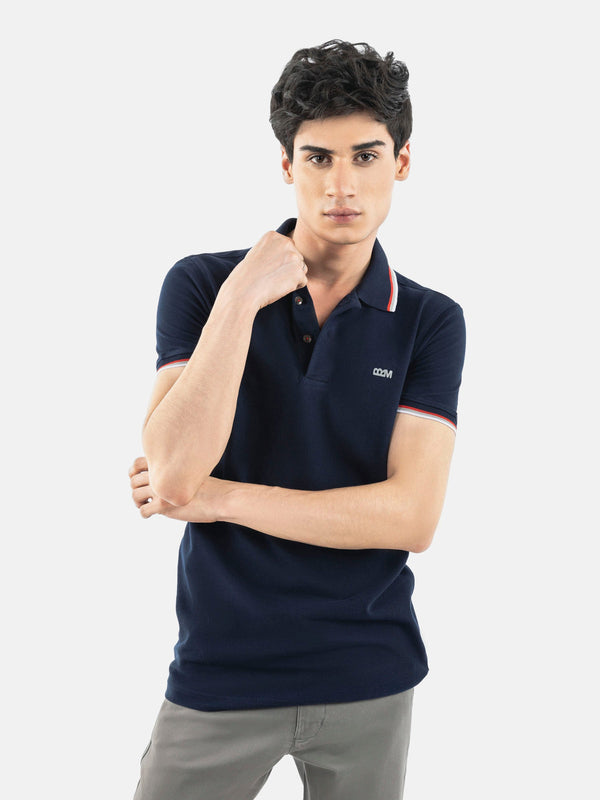 Navy Blue Pique Polo With Tipping Collar Brumano Pakistan