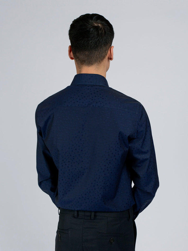 Navy Blue Polka Dot Formal Shirt Brumano pakistan