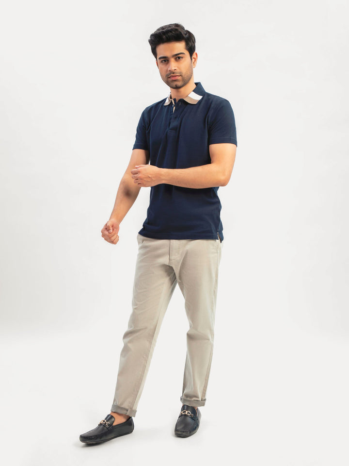 Navy Blue Polo With Sporty Brown Collar Brumano Pakistan