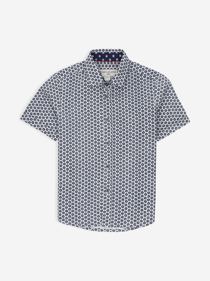 Navy Blue Printed Short Sleeve Casual Shirt Brumano Pakistan