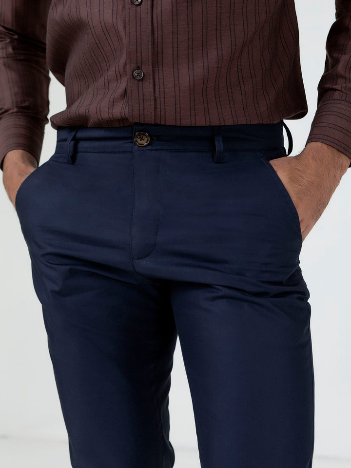 Navy Blue Satin Slimfit Chino Brumano Pakistan