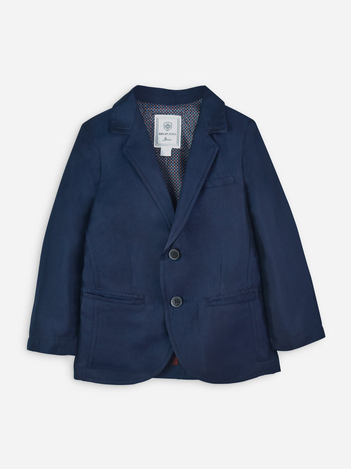 Navy Blue Silk Blended Kids Blazer Brumano Pakistan