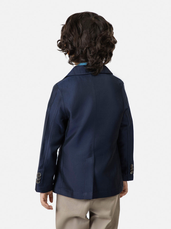 Navy Blue Silk Blended Kids Blazer Brumano Pakistan