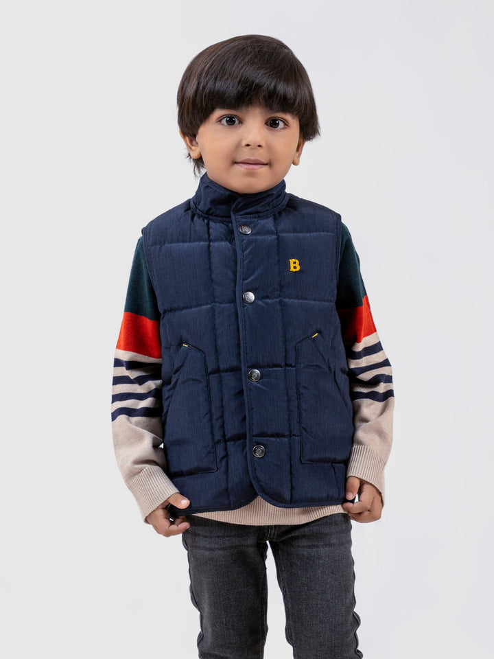 Navy Blue Sleeveless Quilted Casual Gilet Brumano Pakistan