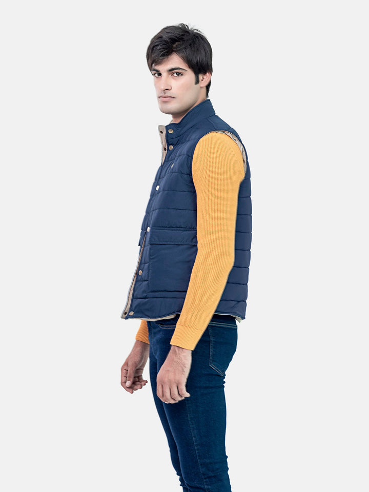 Navy Blue Sleeveless Quilted Gilet Brumano Pakistan 