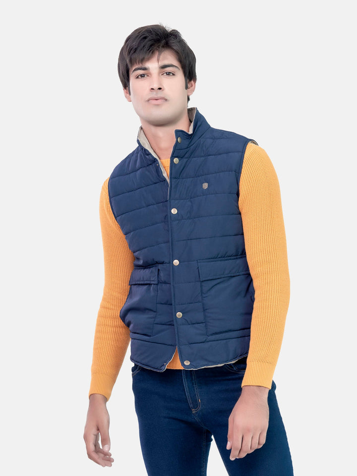 Navy Blue Sleeveless Quilted Gilet Brumano Pakistan 