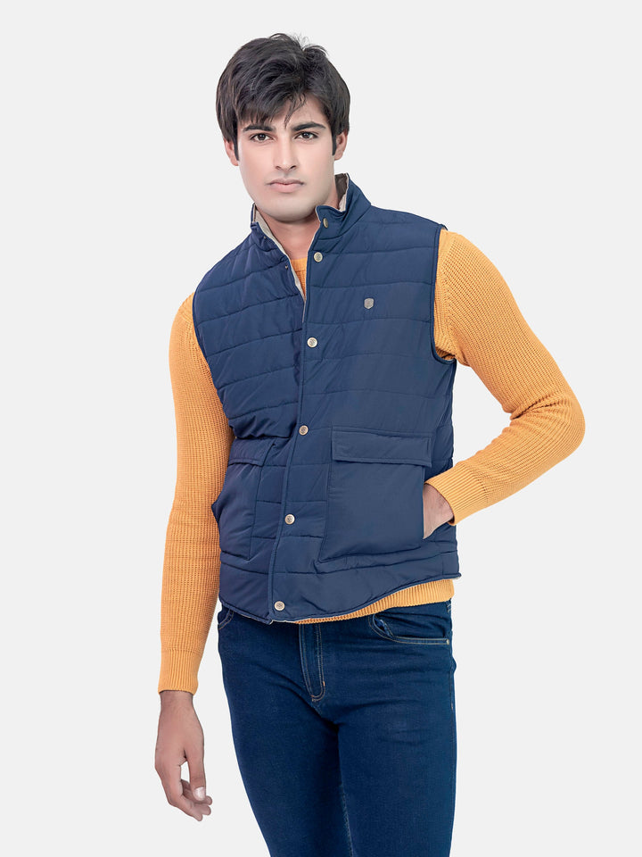 Navy Blue Sleeveless Quilted Gilet Brumano Pakistan