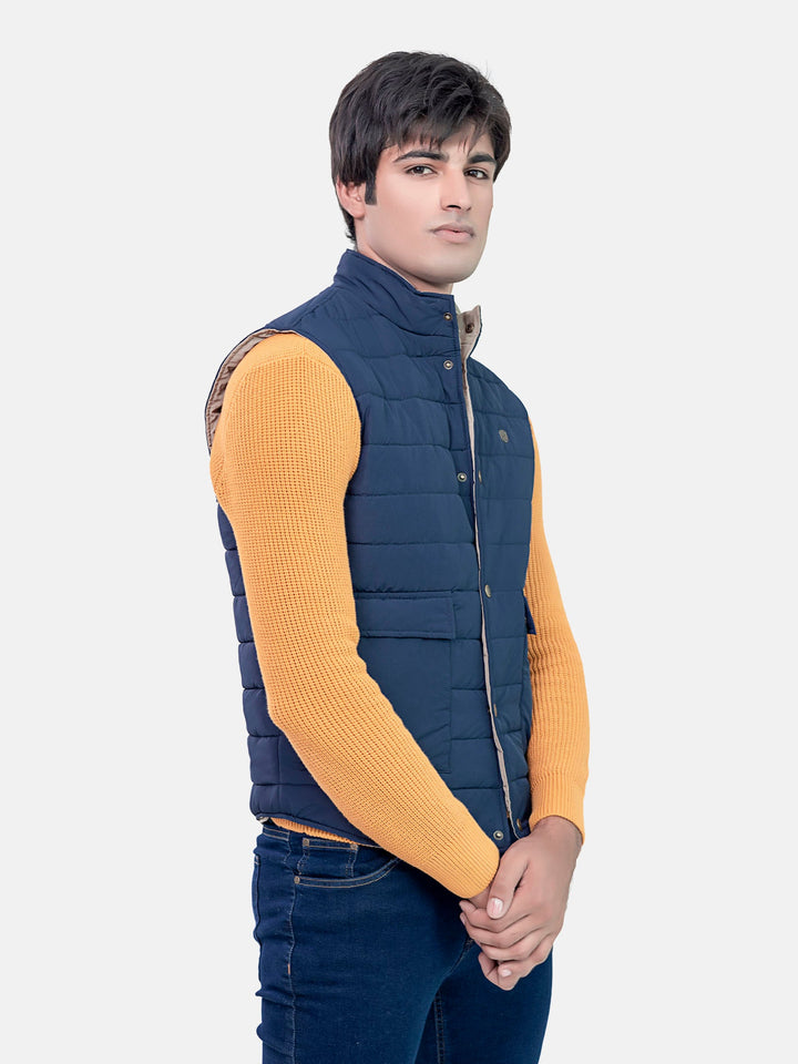 Navy Blue Sleeveless Quilted Gilet Brumano Pakistan